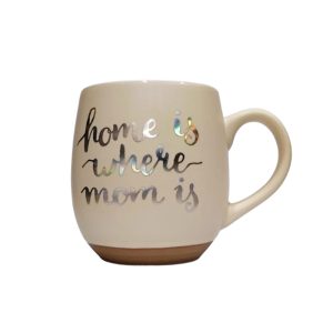 Κεραμική κούπα "Home is where Mom is " μπεζ χρώμα και ιριδίζον μήνυμα σε συκευασία δώρου 360ml  Etoile LM-667A