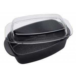 Cryspo Trio Petra Γάστρα Ορθογώνια από Χυτό Αλουμίνιο με Γυάλινο Καπάκι 41Χ22X16m