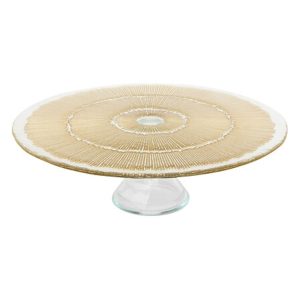 Τουρτιέρα "Celeste" γυάλινη χρυσή 33x10