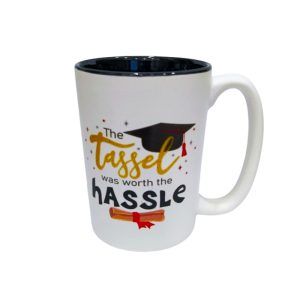 Κεραμική κούπα αποφοίτησης " Tassel worth the Hassle " χρυσό μήνυμα και συκευασία δώρου 420ml  Etoile LM-664C