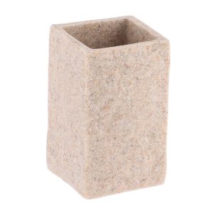 Ποτήρι μπάνιου polyresin τετρ.stone μπεζ