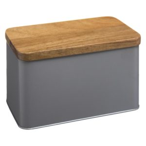 Κουτί μεταλ.γκρι με καπάκι ξύλινο 14