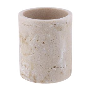 Ποτήρι οδοντόβουρτσας polyresin "STONE FINISH" φυσικό Φ7.5 H 8.9 cm