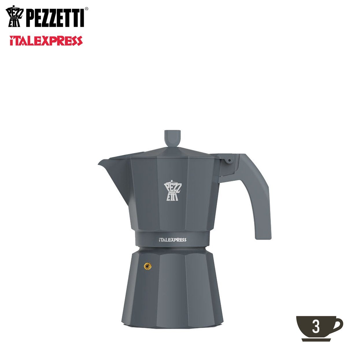 PEZZETTI ITALEXPRESS ΚΑΦΕΤΙΕΡΑ ΑΛΟΥΜΙΝΙΟΥ 3 ΦΛΥΤΖΑΝΙΩΝ ΓΚΡΙ – 1361V-Box in Thessaloniki