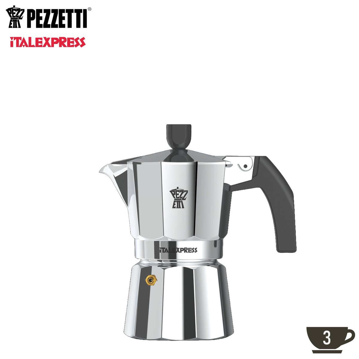 PEZZETTI ITALEXPRESS ΚΑΦΕΤΙΕΡΑ ΑΛΟΥΜΙΝΙΟΥ 3 ΦΛΥΤΖΑΝΙΩΝ – 1361-Box in Thessaloniki