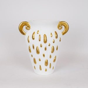 ΒΑΖΟ ΚΕΡΑΜΙΚΟ ΛΕΥΚΟ-ΧΡΥΣΟ 33.5x15.2x37.5cm