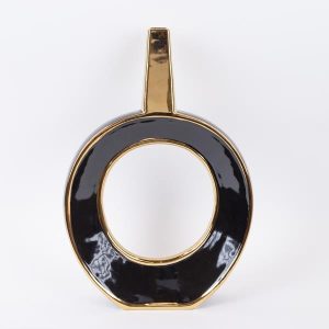 ΒΑΖΟ ΚΕΡΑΜΙΚΟ ΜΑΥΡΟ - ΧΡΥΣΟ 30.5x7.2x45cm