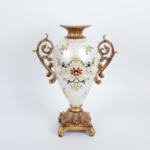 ΒΑΖΟ ΠΟΛΥΡΕΖΙΝ ΛΕΥΚΟ - ΧΡΥΣΟ 30x15x40cm