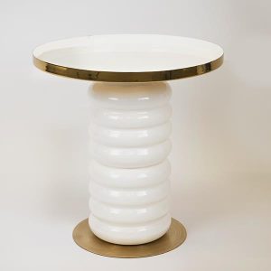 ΒΟΗΘΗΤΙΚΟ ΤΡΑΠΕΖΙ ΜΕΤΑΛΛΙΚΟ ΛΕΥΚΟ- ΧΡΥΣΟ 41x41x40cm