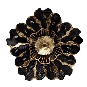 ΔΙΑΚΟΣΜΗΤΙΚΟ ΤΟΙΧΟΥ ΛΟΥΛΟΥΔΙ ΜΕΤΑΛΛΙΚΟ ΜΑΥΡΟ - ΧΡΥΣΟ 38x7x38cm