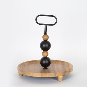 ΟΡΝΤΕΒΙΕΡΑ ΞΥΛΙΝΗ ΜΕ ΜΕΤΑΛΛΙΚΕΣ ΛΕΠΤΟΜΕΡΕΙΣ NATURAL - ΜΑΥΡΗ 30x30x32.5cm