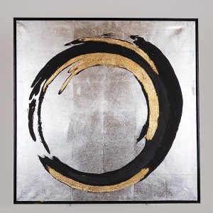 ΠΙΝΑΚΑΣ ΚΑΜΒΑΣ ΚΥΚΛΟΣ ΜΑΥΡΟΣ - ΧΡΥΣΟΣ - ΑΣΗΜΙ 80x3.5x80cm