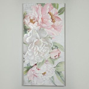 ΠΙΝΑΚΑΣ ΚΑΜΒΑΣ ΛΟΥΛΟΥΔΙΑ ΡΟΖ - ΛΕΥΚΟΣ - ΠΡΑΣΙΝΟΣ - ΧΡΥΣΟΣ 120x3x60cm