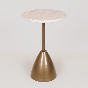 ΤΡΑΠΕΖΙ ΜΕΤΑΛΛΙΚΟ ΧΡΥΣΟ - ΛΕΥΚΟ  30x30x62cm