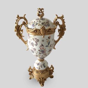 ΦΟΝΤΑΝΙΕΡΑ ΠΟΛΥΡΕΖΙΝ ΛΕΥΚΗ - ΧΡΥΣΗ ΜΕ ΛΟΥΛΟΥΔΙΑ 32.5x21.5x52cm