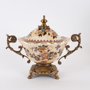 ΦΟΝΤΑΝΙΕΡΑ ΠΟΡΣΕΛΑΝΙΝΗ ΛΕΥΚΗ -  ΧΡΥΣΗ  34x17x27cm