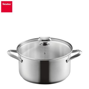 METALTEX ICONA ΚΑΤΣΑΡΟΛΑ Ø 24εκ. – 5 ΛΙΤΡΑ ΜΕ ΚΑΠΑΚΙ ΓΥΑΛΙΝΟ ΠΑΤΟΣ 4mm ΑΝΟΞΕΙΔΩΤΗ 18/10-Box in Thessaloniki