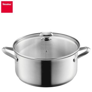 METALTEX ICONA ΚΑΤΣΑΡΟΛΑ Ø 28εκ. – 6.8 ΛΙΤΡΑ ΜΕ ΚΑΠΑΚΙ ΓΥΑΛΙΝΟ ΠΑΤΟΣ 6mm ΑΝΟΞΕΙΔΩΤΗ 18/10-Box in Thessaloniki