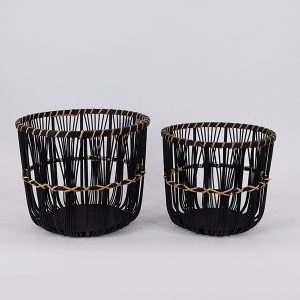 S/2 ΚΑΛΑΘΙΑ ΨΑΘΙΝΑ ΜΑΥΡΑ 32x32x28cm/ 27x27x25cm