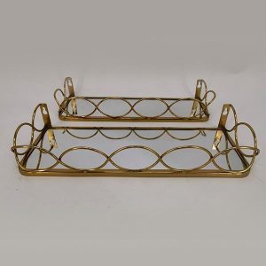 S/2 ΡΑΦΙ ΜΕΤΑΛΛΙΚΟ ΜΕ ΚΑΘΡΕΦΤΗ ΧΡΥΣΟ ΧΡΩΜΑ 40x15.5x6.5cm/38x12x6.5cm