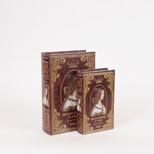 S/2 ΚΟΥΤΙΑ ΒΙΒΛΙΑ ΞΥΛΙΝΟ ΚΑΦΕ 27x18x7cm / 21x13x5cm