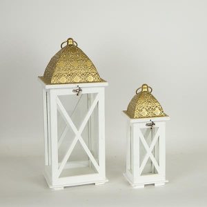 S/2 ΦΑΝΑΡΙΑ ΜΕΤΑΛΛΙΚA - ΞΥΛΙΝΑ ΛΕΥΚΑ 22x22x54.5cm/14.5x14.5x37.5cm