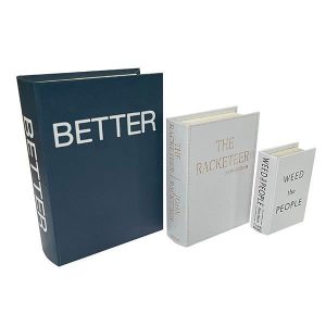 S/3 ΚΟΥΤΙΑ ΒΙΒΛΙΑ ΞΥΛΙΝΑ ΜΠΛΕ - ΜΑΥΡΟ 30x22x7.5cm / 23x17x6cm / 16x11x4.5cm