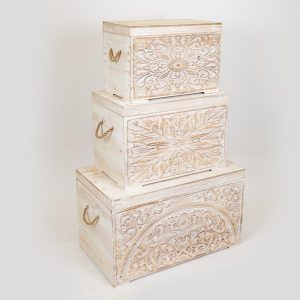 S/3 ΜΠΑΟΥΛΑ ΞΥΛΙΝΑ ΛΕΥΚΑ ΜΕ ΣΧΕΔΙΑ 72x40.5x41cm/ 55.5x33.5x36.5cm/ 47.5x26.5x31cm