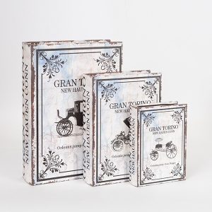 S/3 ΚΟΥΤΙΑ ΒΙΒΛΙΑ ΞΥΛΙΝΑ ΓΚΡΙ 32x23x7cm / 25x18x5.5cm / 18x13x4cm