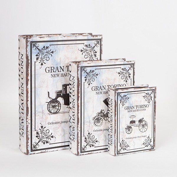 S/3 ΚΟΥΤΙΑ ΒΙΒΛΙΑ ΞΥΛΙΝΑ ΓΚΡΙ 32x23x7cm / 25x18x5.5cm / 18x13x4cm