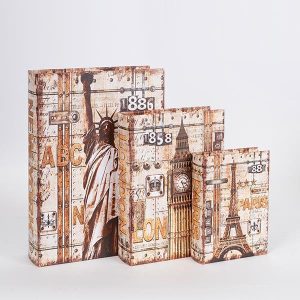 S/3 ΚΟΥΤΙΑ ΒΙΒΛΙΑ ΞΥΛΙΝΑ ΚΑΦΕ 32x23x7cm / 25x18x5.5cm / 18x13x4cm