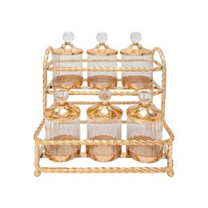 S/6 ΔΙΑΚΟΣΜΗΤΙΚΕΣ ΦΟΝΤΑΝΙΕΡΕΣ ΜΕΤΑΛΛΟ-ΓΥΑΛΙ ΧΡΥΣΟ 29x20x29cm