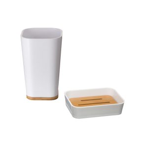 Αξεσουάρ μπάνιου ποτηροθήκη ή σαπουνοθήκη λευκό-bamboo 07.140748