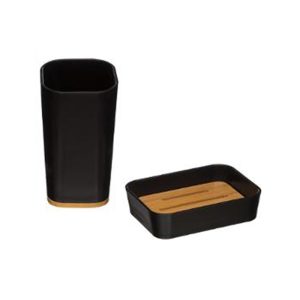 Αξεσουάρ μπάνιου ποτηροθήκη ή σαπουνοθήκη  μαύρο-bamboo 07.140748N
