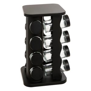 Βάση μπαχαρικών περιστρ.μεταλλική μαύρη x12 βαζάκια 19x27.8 cm 07.203071