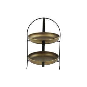 Δίσκος μεταλ.χρυσός 2οροφος  Φ22 Η33cm 013.808512