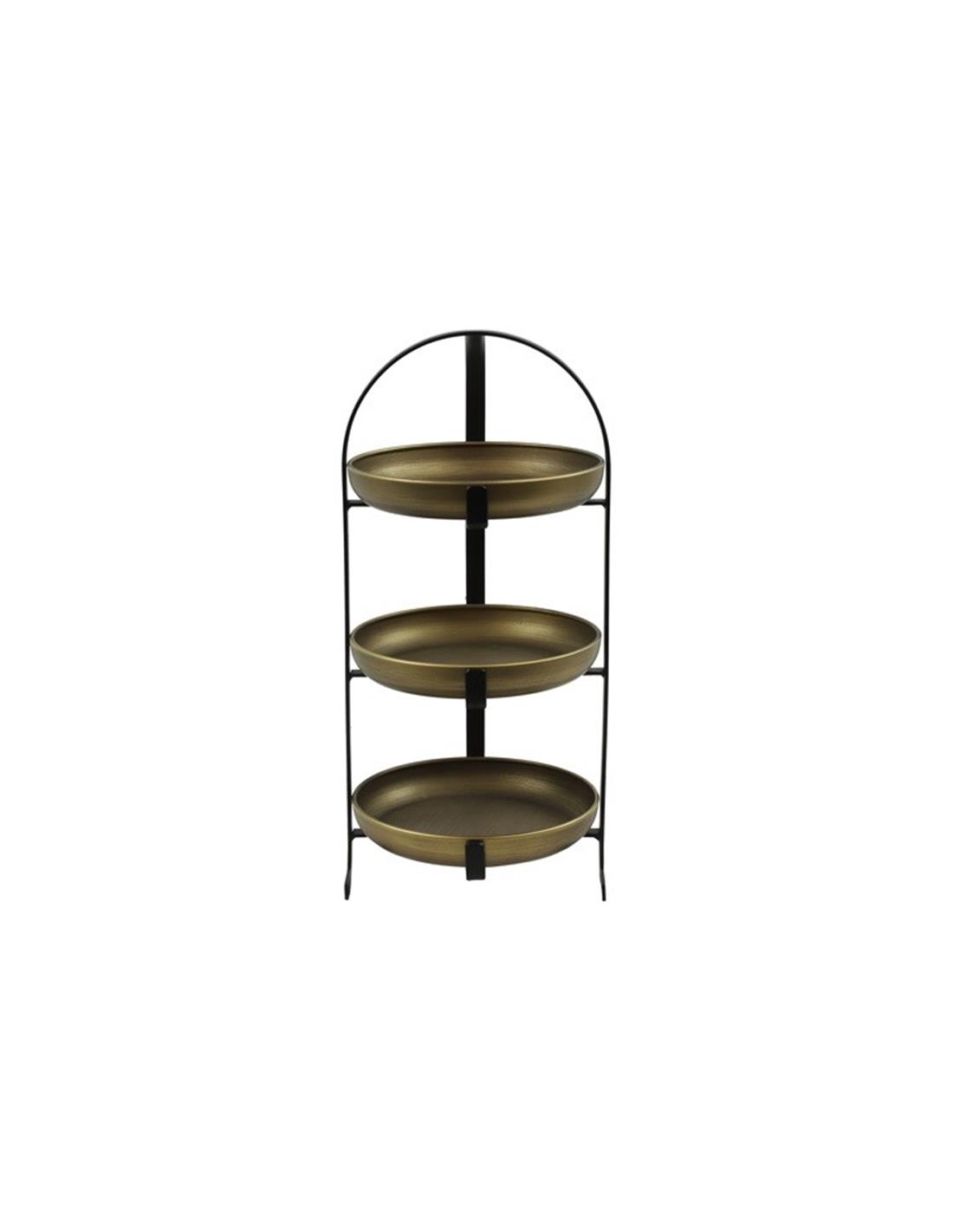 Δίσκος μεταλ.χρυσός 3οροφος Φ22 Η45cm 013.808513