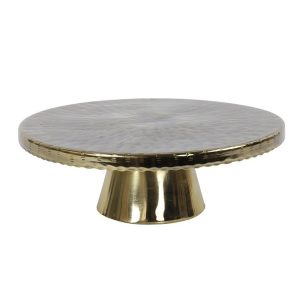 Δίσκος σερβ.μεταλ. χρυσό με πόδι 31Χ31H10