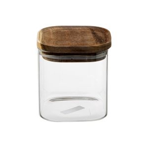 Δοχείο γυαλ.με καπάκι ξύλινο 10
