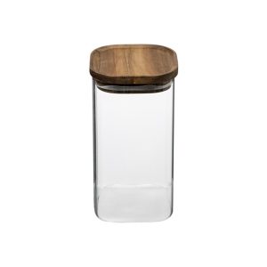 Δοχείο γυαλ.με καπάκι ξύλινο 10