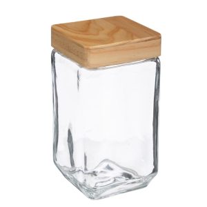 Δοχείο γυαλ.με ξύλ.καπάκι 1