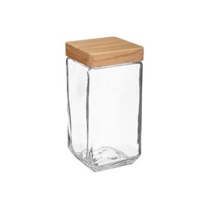 Δοχείο γυαλ.με ξύλ.καπάκι 2lt 11Χ11Χ22