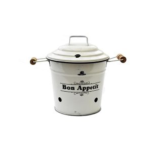 Δοχείο με καπάκι και χερια λευκό 20Χ18 00.03.3920