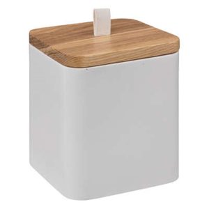 Δοχείο polyresin λευκό με καπάκι bamboo 9