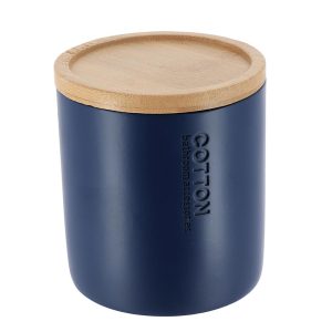 Δοχείο polyresin μπλε  με καπάκι bamboo 06.67101118