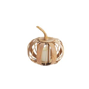 Φανάρι με κερί LED paulownia σχ.κολοκύθα Φ27Η27CM 00.06.61343