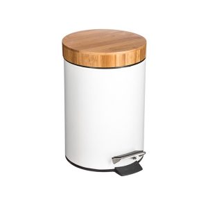 Κάδος αποριμ.πεντάλ 3L λευκό bamboo καπάκι 07.140801