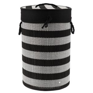 Καλάθι απλύτων bamboo ριγέ λευκό/μαύρο  Φ35 H55 cm 06.8731203