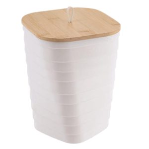 Καλάθι απορ.PP λευκό με καπάκι bamboo 06.655410001