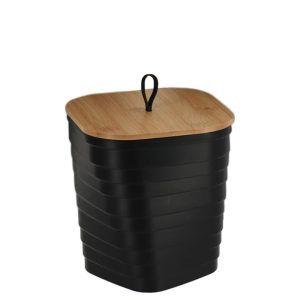 Καλάθι απορ.PP μαύρο  με καπάκι bamboo 06.655410302
